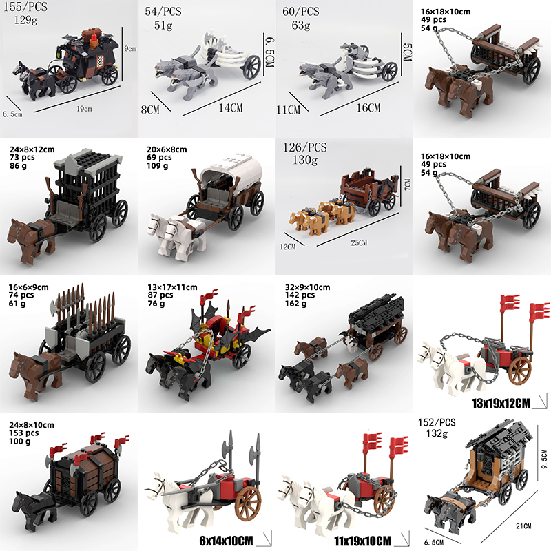 Lego Minifigure Holder - DIY Middeleeuwse Vee Trailer Paardenkoets Bouwsteen