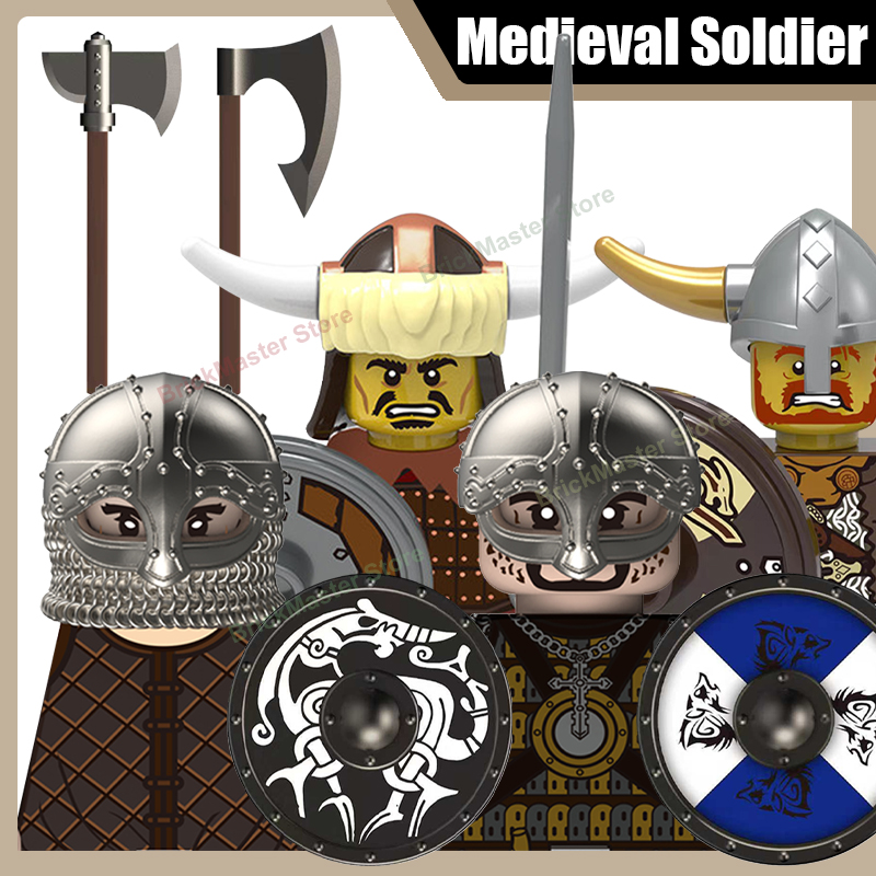Lego Minifigure Holder - Middeleeuwse militaire Viking krijger soldaat figuren