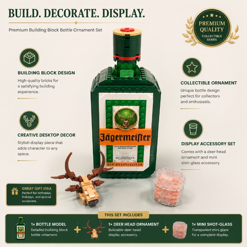 Jagermeister Liquor Bottle Bou - Building Block Mini recensie en prijs